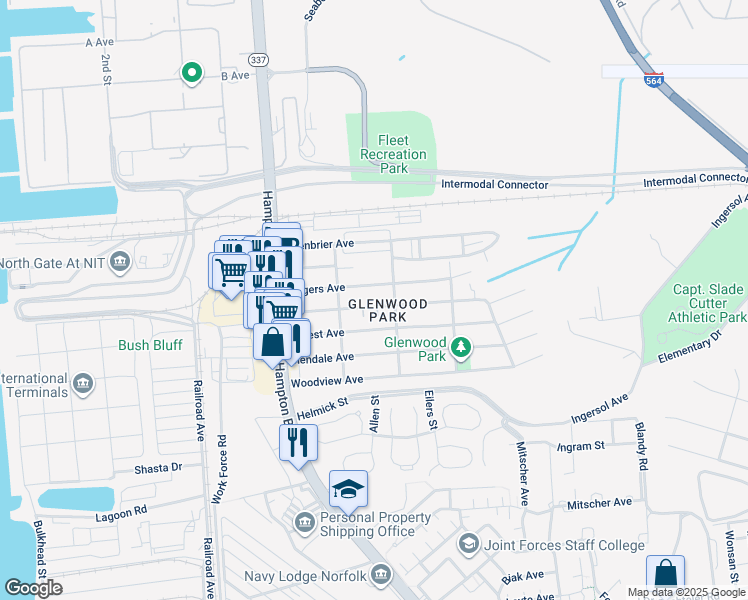 map of restaurants, bars, coffee shops, grocery stores, and more near 226 Beechwood Avenue in Norfolk
