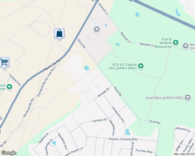 map of restaurants, bars, coffee shops, grocery stores, and more near 441-599 Elrod Road in Bowling Green