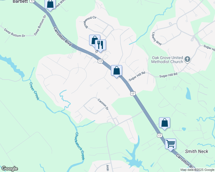 map of restaurants, bars, coffee shops, grocery stores, and more near 116 Green Court in Carrollton