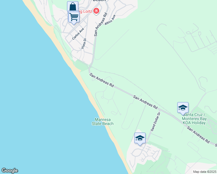 map of restaurants, bars, coffee shops, grocery stores, and more near 115 Oceanview Drive in La Selva Beach