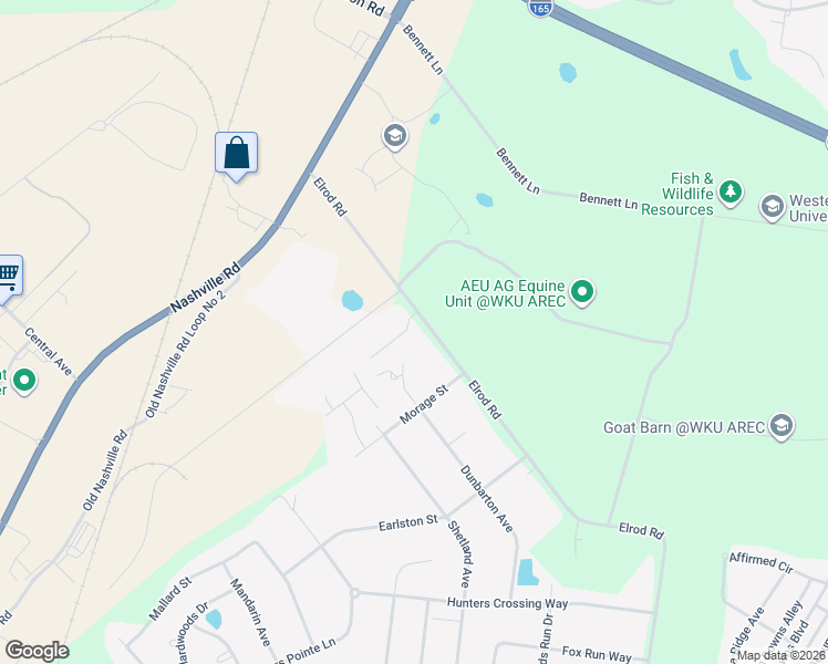map of restaurants, bars, coffee shops, grocery stores, and more near 441-599 Elrod Road in Bowling Green