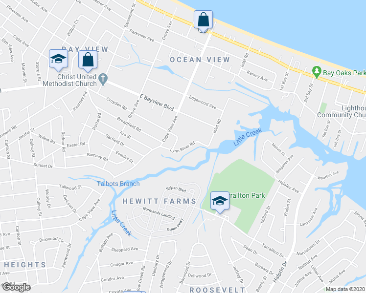 map of restaurants, bars, coffee shops, grocery stores, and more near 8479 Lynn River Road in Norfolk