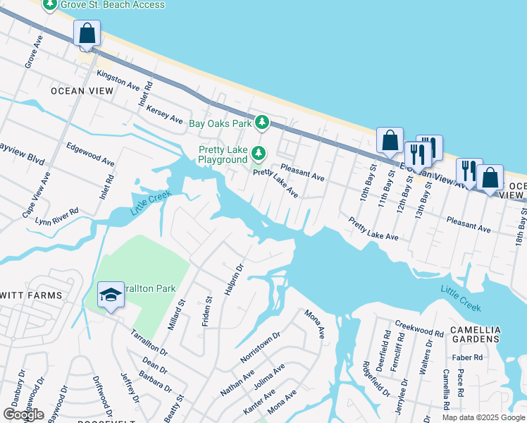 map of restaurants, bars, coffee shops, grocery stores, and more near 9508 5th Bay Street in Norfolk