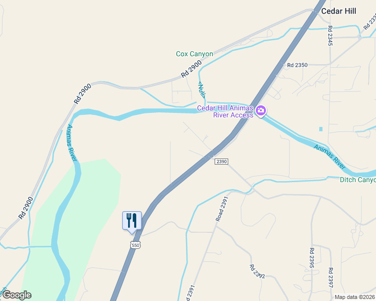map of restaurants, bars, coffee shops, grocery stores, and more near 16923 U.S. 550 in Aztec