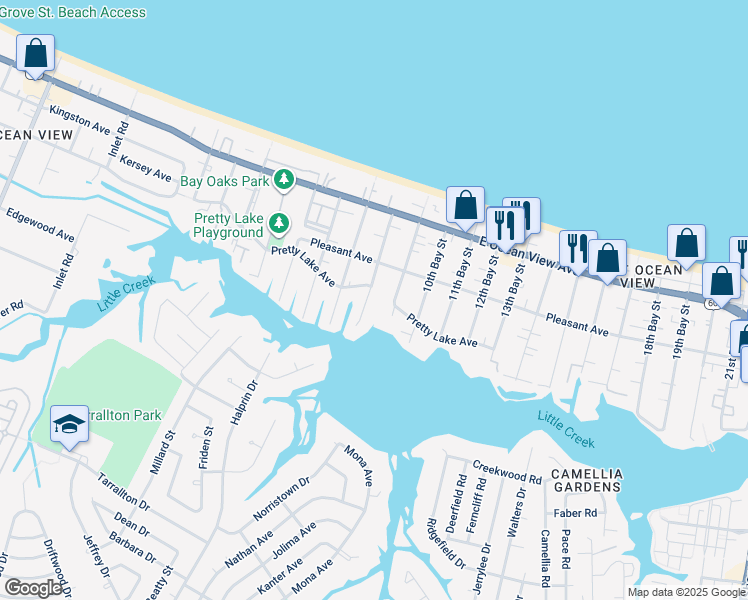 map of restaurants, bars, coffee shops, grocery stores, and more near 9536 8th Bay Street in Norfolk