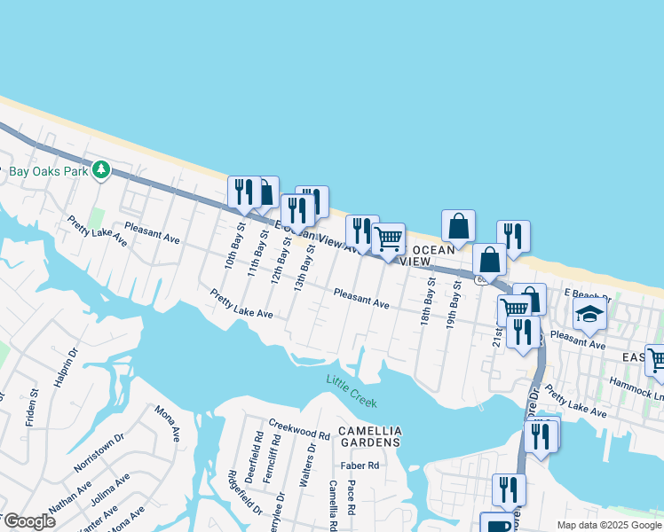 map of restaurants, bars, coffee shops, grocery stores, and more near in Norfolk