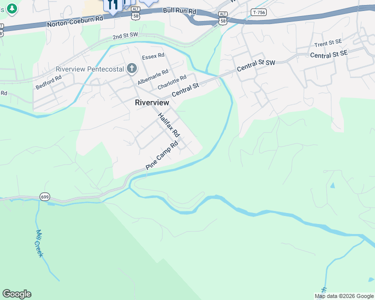 map of restaurants, bars, coffee shops, grocery stores, and more near Cambridge Road in Coeburn