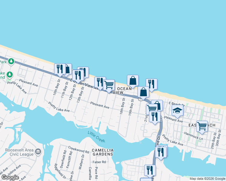 map of restaurants, bars, coffee shops, grocery stores, and more near 3608 U.S. 60 in Norfolk