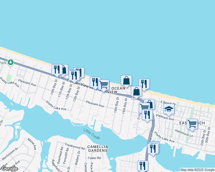 map of restaurants, bars, coffee shops, grocery stores, and more near 3608 U.S. 60 in Norfolk