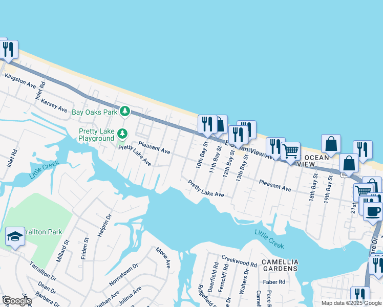 map of restaurants, bars, coffee shops, grocery stores, and more near 9563 9th Bay Street in Norfolk