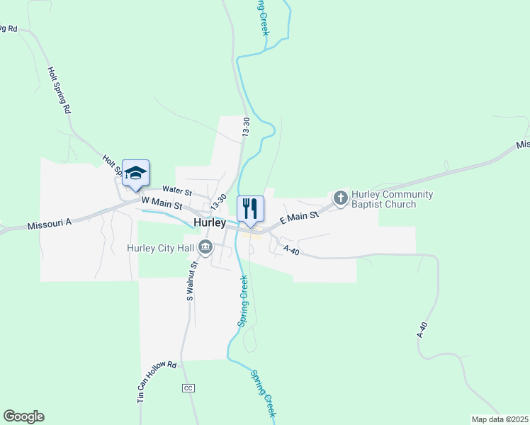 map of restaurants, bars, coffee shops, grocery stores, and more near in Hurley