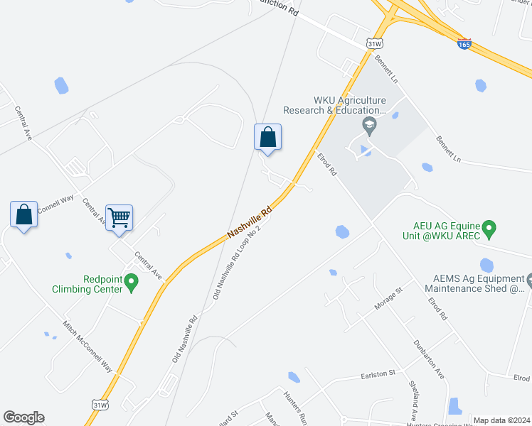 map of restaurants, bars, coffee shops, grocery stores, and more near 5301 Nashville Road in Bowling Green