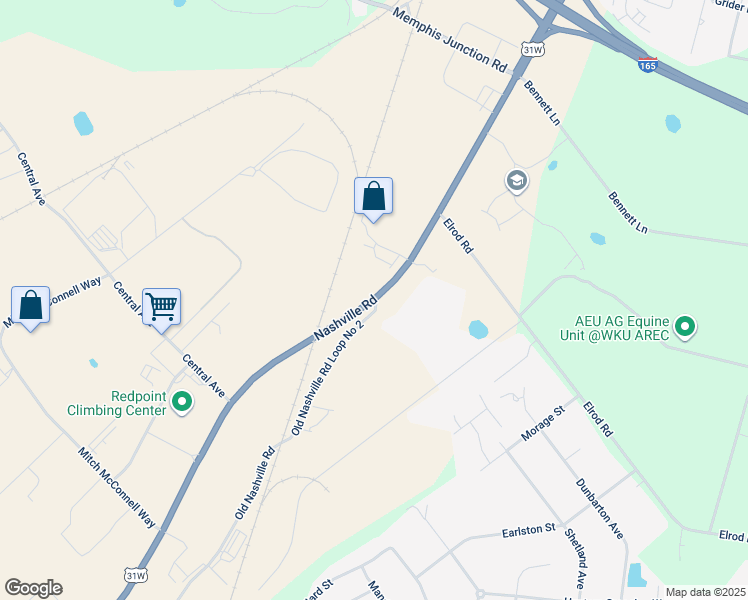 map of restaurants, bars, coffee shops, grocery stores, and more near Nashville Road in Bowling Green