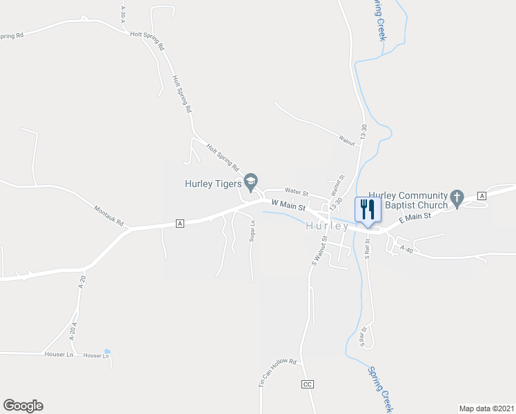 map of restaurants, bars, coffee shops, grocery stores, and more near 302 West Main Street in Crane