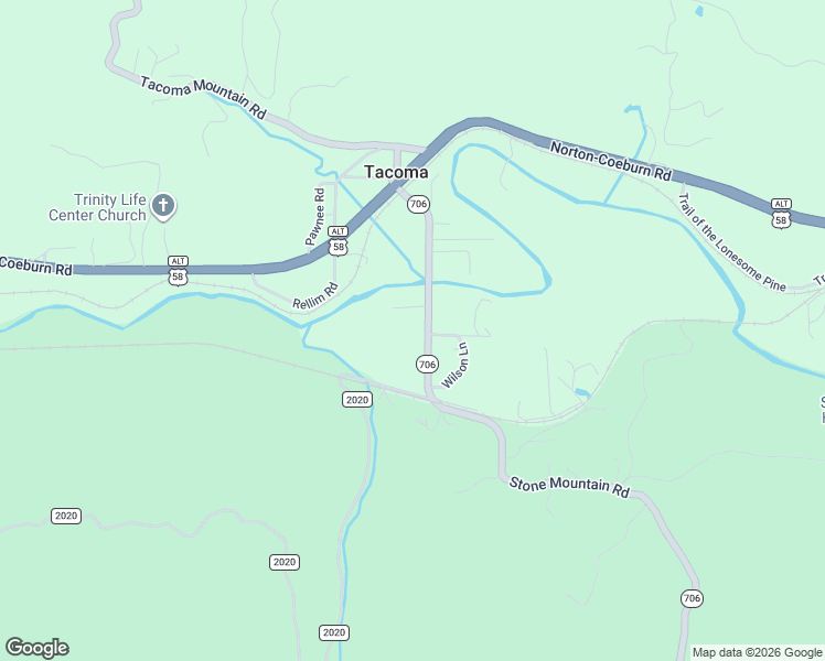 map of restaurants, bars, coffee shops, grocery stores, and more near 4331 Stone Mountain Road in Coeburn