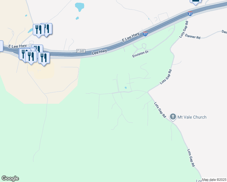 map of restaurants, bars, coffee shops, grocery stores, and more near 248 Pres Jackson Road in Max Meadows