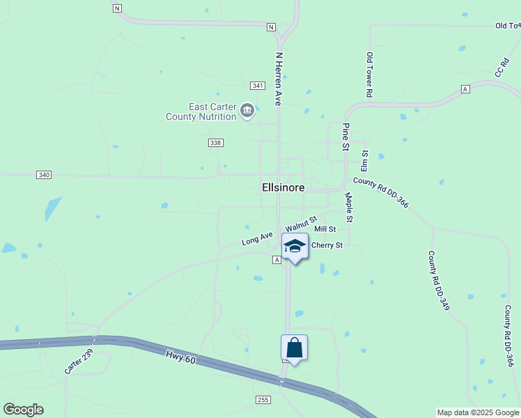 map of restaurants, bars, coffee shops, grocery stores, and more near 7 Medical Drive in Ellsinore