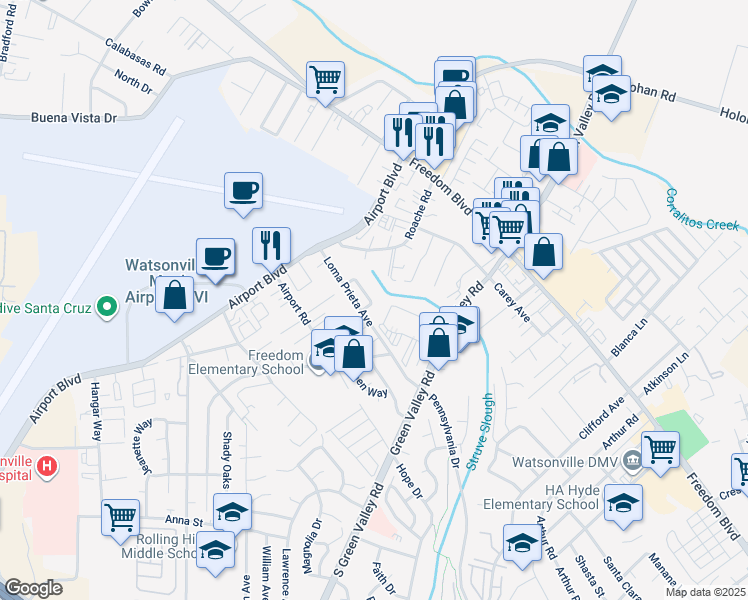 map of restaurants, bars, coffee shops, grocery stores, and more near 149 Cherry Blossom Drive in Freedom