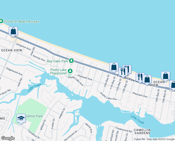 map of restaurants, bars, coffee shops, grocery stores, and more near 9620 7th Bay Street in Norfolk