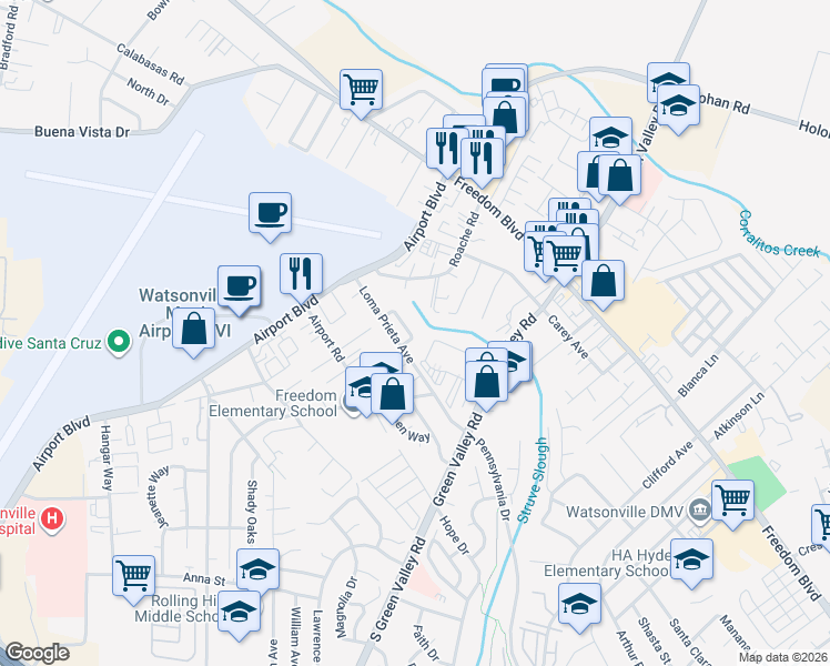 map of restaurants, bars, coffee shops, grocery stores, and more near 149 Cherry Blossom Drive in Freedom
