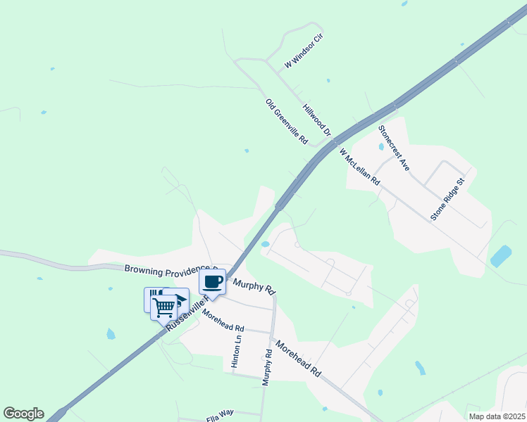 map of restaurants, bars, coffee shops, grocery stores, and more near 7134 Russellville Road in Bowling Green