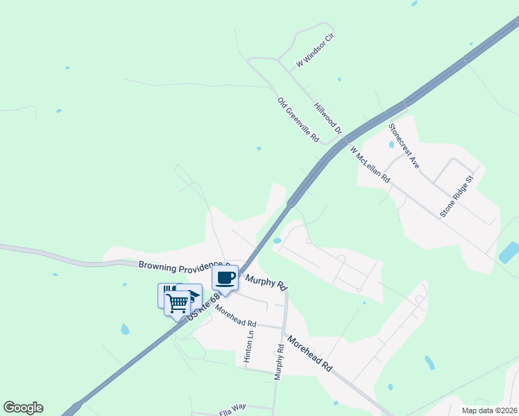 map of restaurants, bars, coffee shops, grocery stores, and more near 160 Spring Oaks Boulevard in Bowling Green