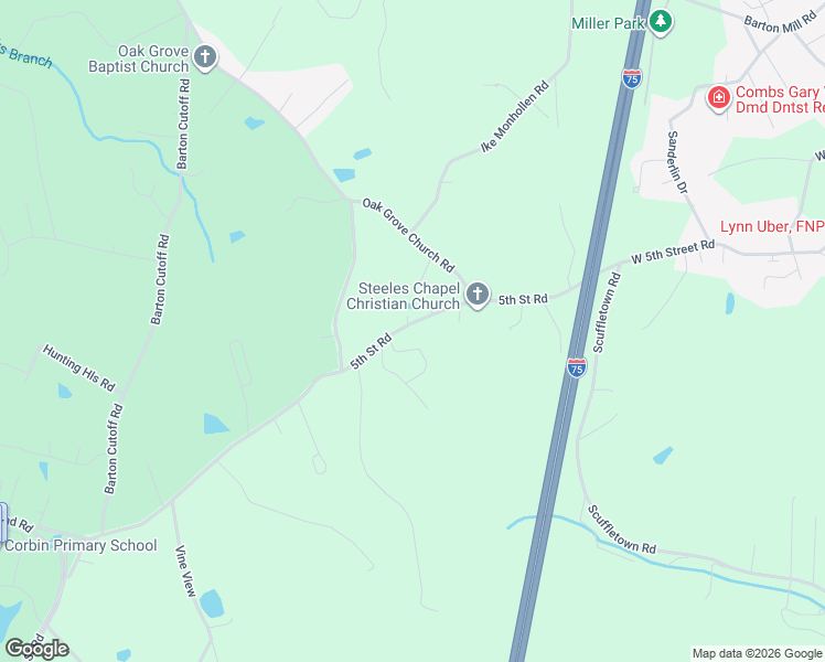 map of restaurants, bars, coffee shops, grocery stores, and more near 2474 5th Street Road in Corbin