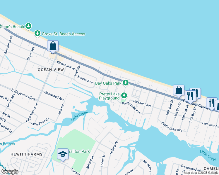 map of restaurants, bars, coffee shops, grocery stores, and more near 9600 2nd Bay Street in Norfolk