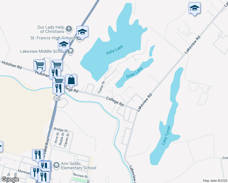 map of restaurants, bars, coffee shops, grocery stores, and more near 2 Taylor Road in Watsonville