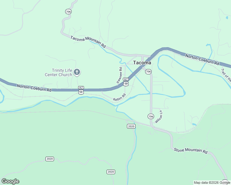 map of restaurants, bars, coffee shops, grocery stores, and more near 10018 Norton-Coeburn Road in Coeburn