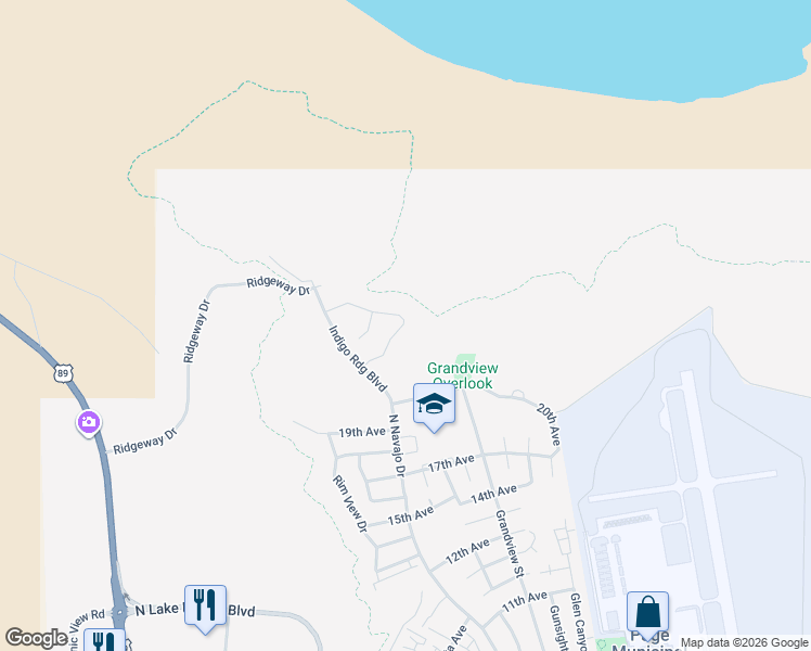 map of restaurants, bars, coffee shops, grocery stores, and more near 2156 Coyote Creek Road in Page