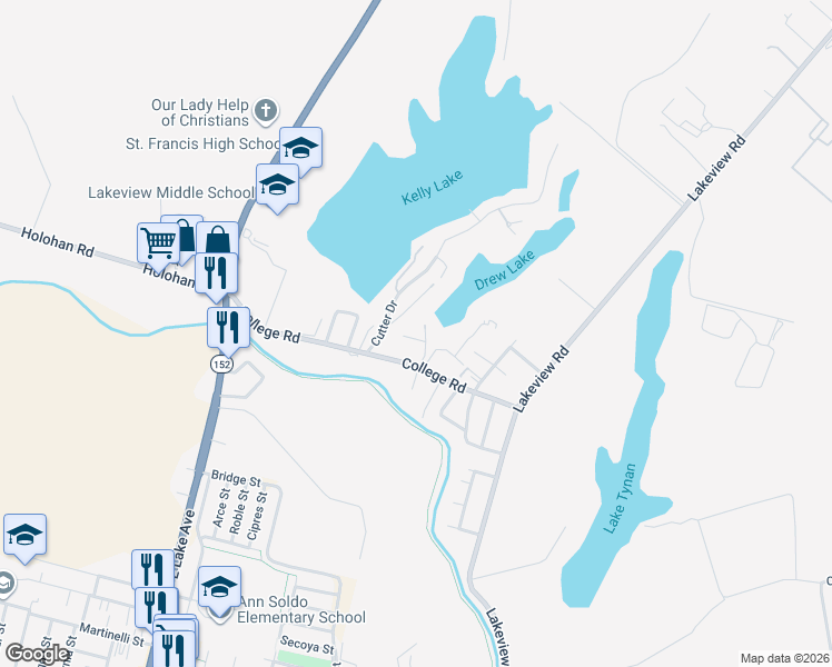 map of restaurants, bars, coffee shops, grocery stores, and more near 2 Taylor Road in Watsonville