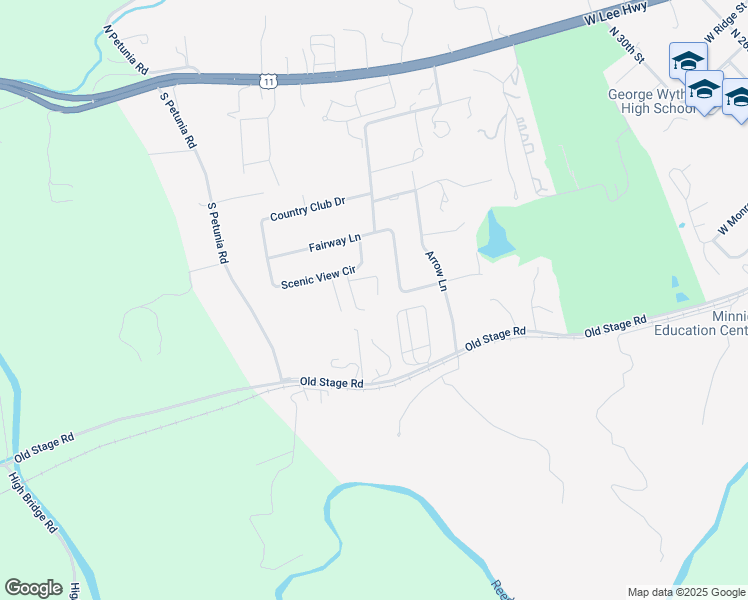 map of restaurants, bars, coffee shops, grocery stores, and more near 145 Scenic View Circle in Wytheville