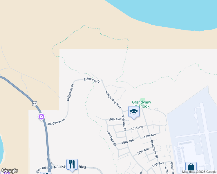 map of restaurants, bars, coffee shops, grocery stores, and more near 2132 Quail Court in Page