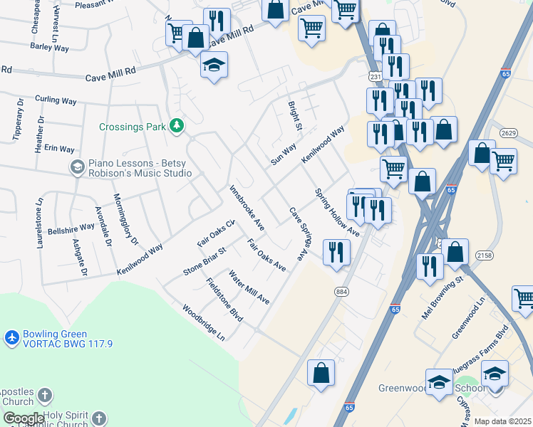 map of restaurants, bars, coffee shops, grocery stores, and more near 3382-3394 Innsbrooke Avenue in Bowling Green