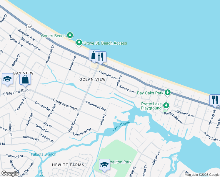 map of restaurants, bars, coffee shops, grocery stores, and more near 1969 Parkview Avenue in Norfolk