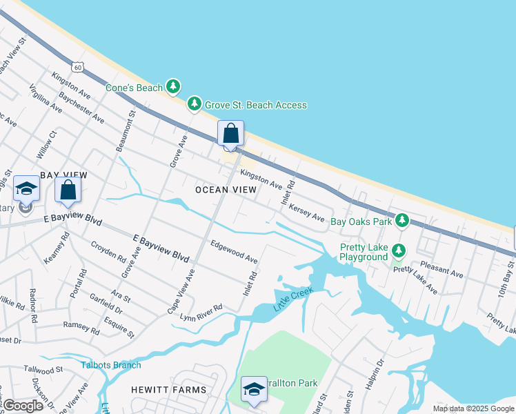 map of restaurants, bars, coffee shops, grocery stores, and more near 1949 Parkview Avenue in Norfolk