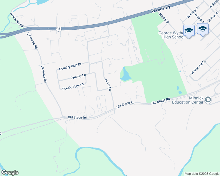 map of restaurants, bars, coffee shops, grocery stores, and more near 401 Arrow Lane in Wytheville