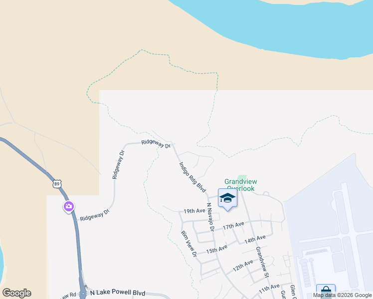 map of restaurants, bars, coffee shops, grocery stores, and more near 2268 Coyote Creek Road in Page