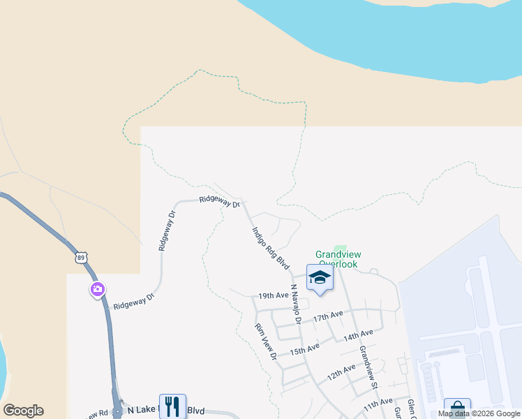 map of restaurants, bars, coffee shops, grocery stores, and more near 2268 Coyote Creek Road in Page