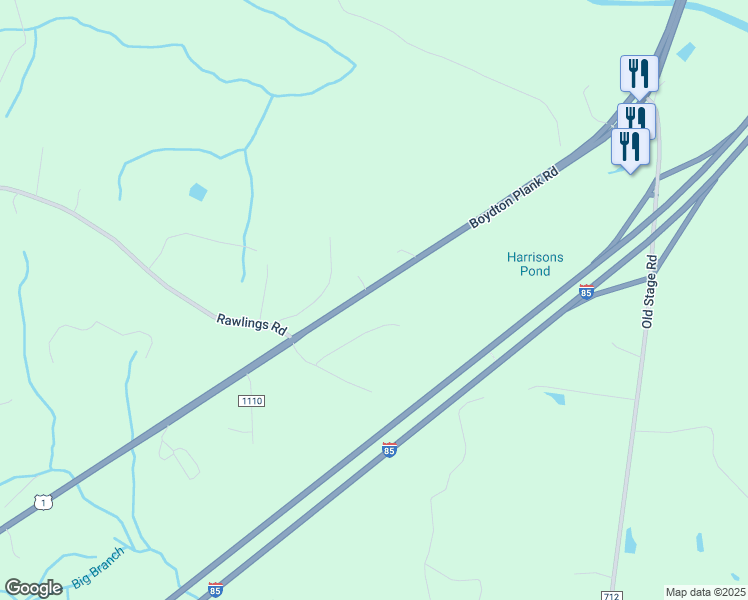 map of restaurants, bars, coffee shops, grocery stores, and more near Boydton Plank Road in Warfield