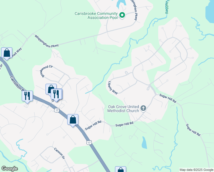 map of restaurants, bars, coffee shops, grocery stores, and more near 138 Liberty Way in Carrollton