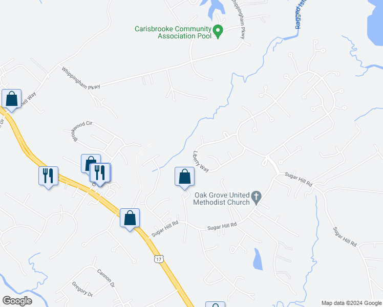 map of restaurants, bars, coffee shops, grocery stores, and more near 140 Liberty Way in Carrollton
