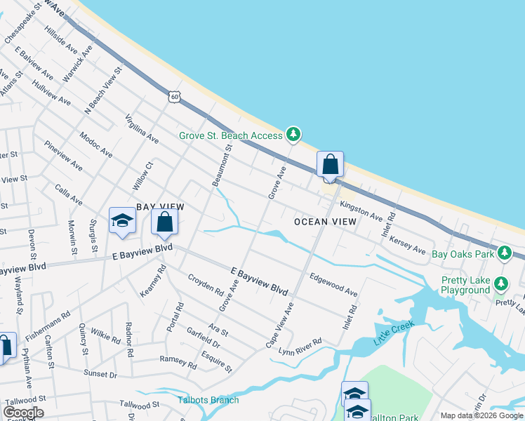 map of restaurants, bars, coffee shops, grocery stores, and more near 1733 Parkview Avenue in Norfolk