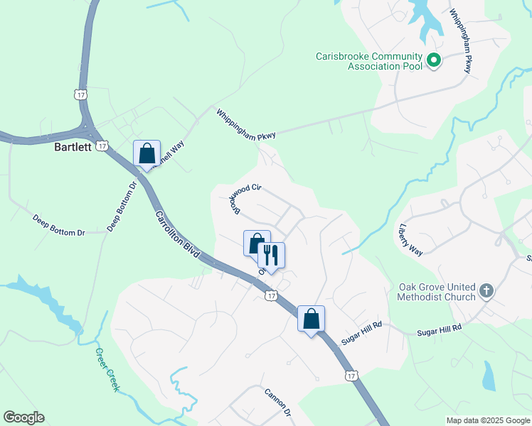 map of restaurants, bars, coffee shops, grocery stores, and more near 23178 Lakewood Court in Carrollton