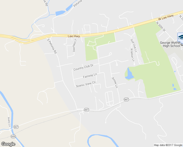map of restaurants, bars, coffee shops, grocery stores, and more near 210 Fairway Lane in Wytheville