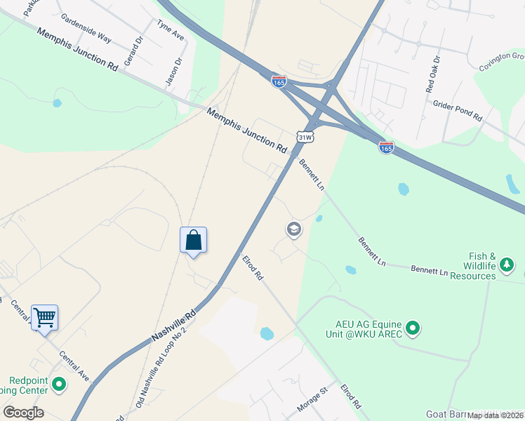 map of restaurants, bars, coffee shops, grocery stores, and more near 4700-4998 Nashville Road in Bowling Green