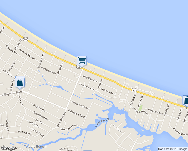 map of restaurants, bars, coffee shops, grocery stores, and more near 1937 East Ocean View Avenue in Norfolk