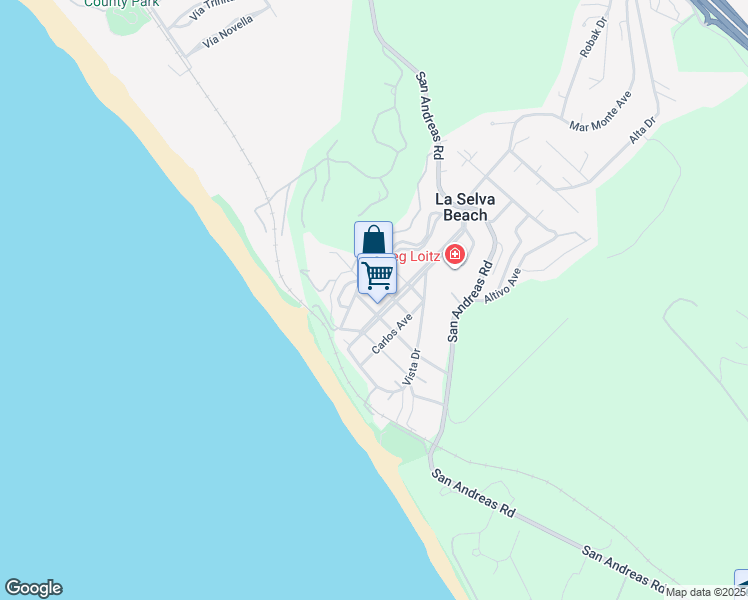 map of restaurants, bars, coffee shops, grocery stores, and more near 310 Estrella Avenue in La Selva Beach