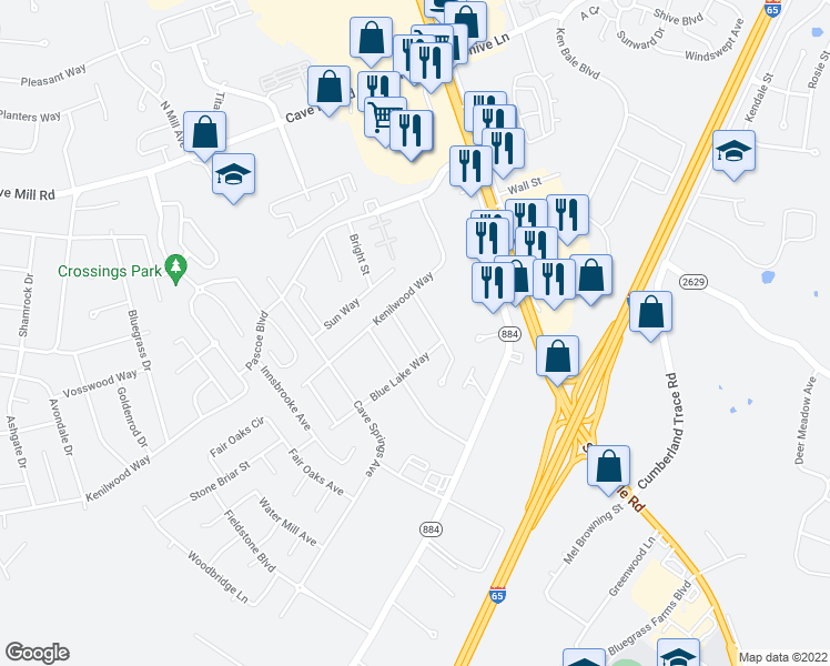 map of restaurants, bars, coffee shops, grocery stores, and more near 3212 Timbermill Avenue in Bowling Green